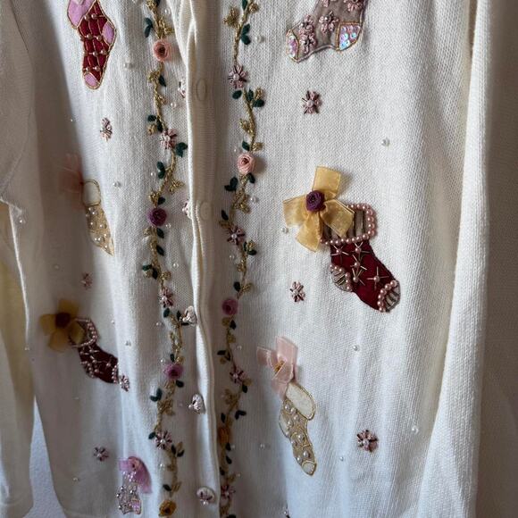 Stunning vintage white christmas cardigan - Picture 7 of 8